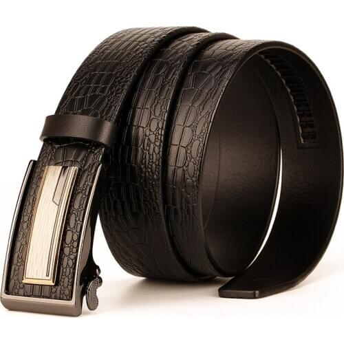 New Arrival cow genuine leather mens belt cowhide strap for male automatic buckle belts for business men alloy buckle belts