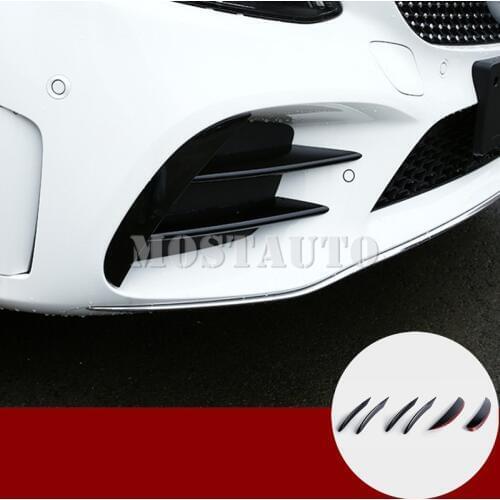 For Benz C Class W205 S205 Black Front Bumper Grille Fog Light Trim Cover 2019 6pcs Car Accessories Interior Car Decor Car Trim