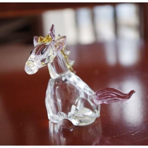 Crystal Lucky Angel Horse Figurines Ornament Craft Animal Paperweight Collection Home Table Decoration Kids Favorite Gifts