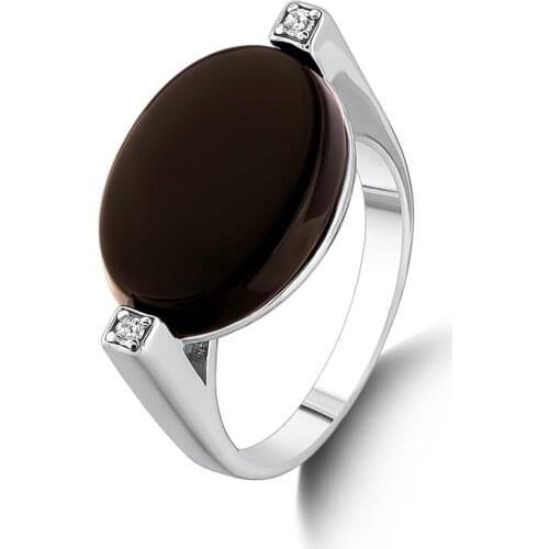Silver Plain Model Men Ellipse Black Onyx Gemstone Ring Gifts For Husband Solid 925 Sterling Silver