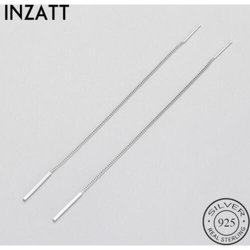 INZATT Trendy Real 925 Sterling Silver Dangle Drop Earrings Minimalist Long Tassel Chain Fine Jewelry For Women Gift