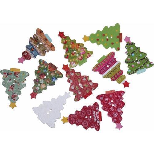 Mixed Random Christmas 2 Holes Wooden Buttons for Sewing Crafting (100pcs) 25x35mm 7yj78