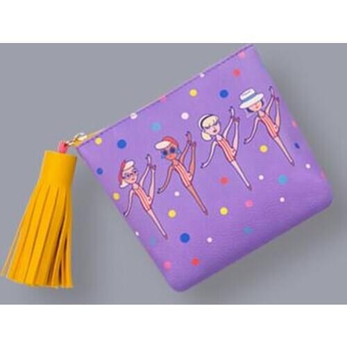 Coin Purses Ice cream Coke Apple Food Dancer Girl Spoof Pattern Coin Purses Pendant Woman Money Bag Tassels Cute Sweet Mini Wal