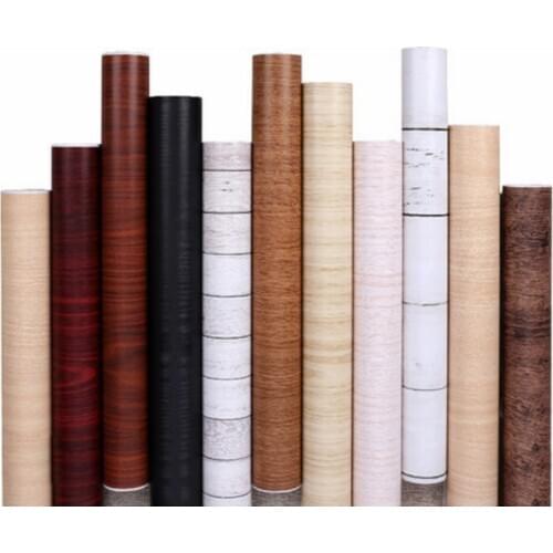 Waterproof PVC Wood Grain Sticker Refurbished Film Self-adhesive Wallpaper Wardrobe Cabinets Old Door Furniture Wall Stickers