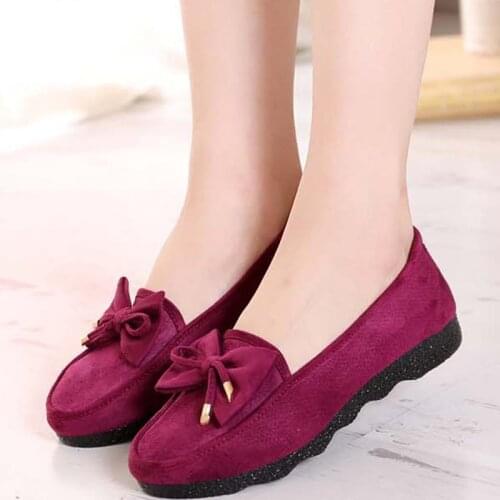 MCCKLE Womens Flat Shoes Ballet Flats Moccasin Woman Butterfly-knot Slip On Soft Sole Loafers Women Flock Ladies Footwear 2021