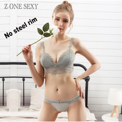 Womens underwear sexy lace comfortable breathable thin bra cross back bra set rimless underwear sexy lingerie