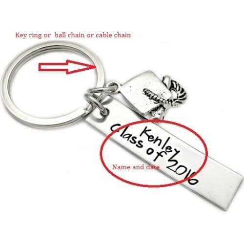 Personalized Memorial Necklace name or words Class of 2018 Bachelor cap Graduation season Engraved Necklace N295