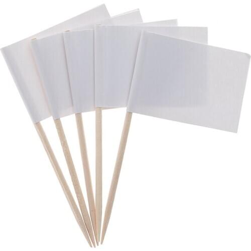 100pcs Racing Flag Toothpicks Flag Picks Appetizer Toothpicks Fruit Sticks for Cocktail Party Accessory - White