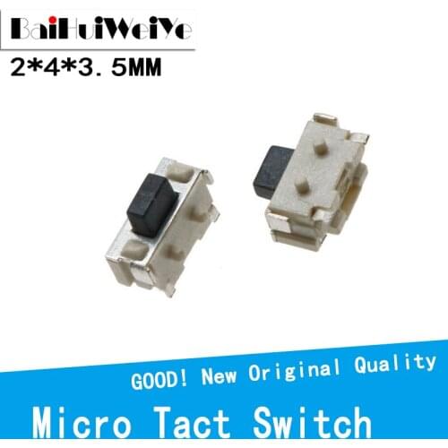 100pcs/lot 2x4 2*4*3.5 MM micro SMD interrupteur Momentary Tact Switch side button Switch phone button