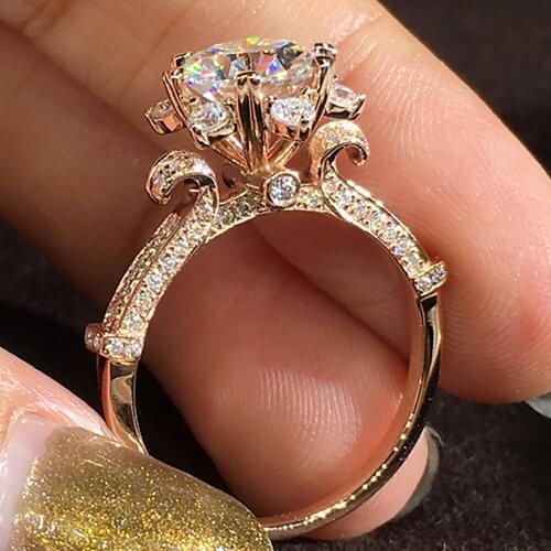 10K Au417 Rose Gold Women Ring Moissanite Diamonds 1 2 3 4 5 Carat Rose Flower Luxury Wedding Party Engagement Anniversary Ring