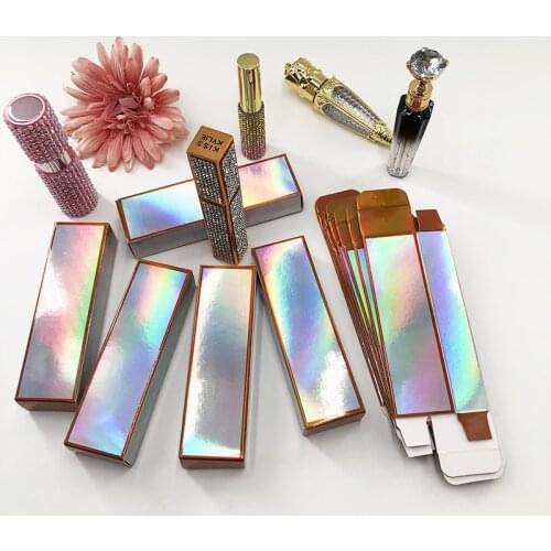 20pcs 12.0*3.5*2.0 cm Silver Custom Packaging Box With Logo For Mascara Sample Lipstick Lipstick Gift Box