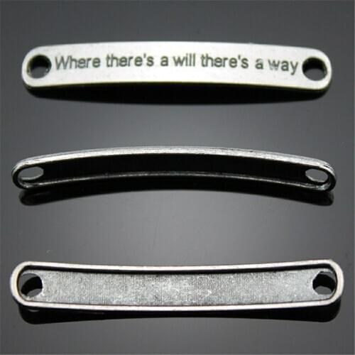 30pcs 45x7mm Where ThereS A Will ThereS A Way Connector Charms For Jewelry Making Antique Silver Color Antique Bronze Color