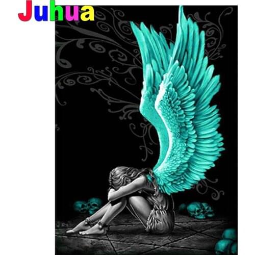 5D Diy diamond painting Angel Green Wings Diamond Mosaic sale Rhinestone Embroidery cross stitch Skull Cartoon Girl