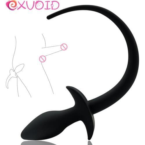 EXVOID Anal Plug Slave Dog Tail Butt Plug Role Play SM Prostate Massage Adult Sex Toys for Couples Flirting Silicone