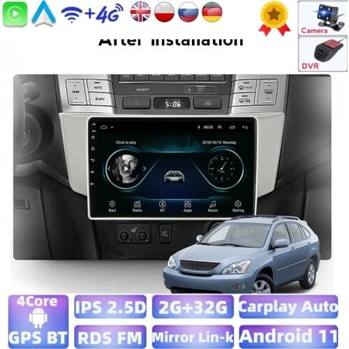1024*600P Android 9.0 2G 32G Auto GPS Radio For Lexus RX330 RX300 RX400H 2003-2009 Multimedia Support HD Rear View Camera WiFi