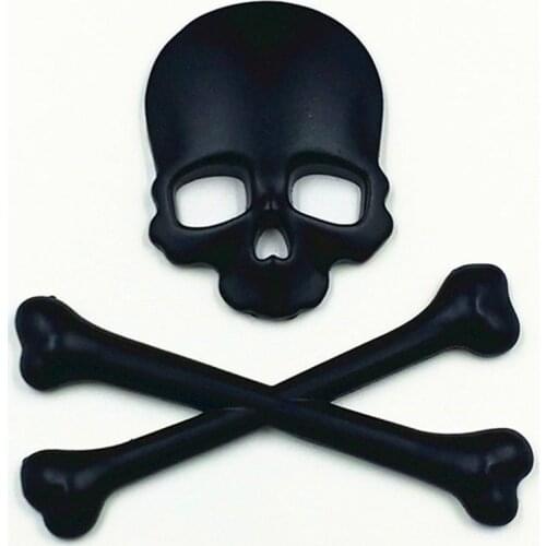 Black Crossbone Skull Metal Logo Emblem Badge Decal Tank Sticker Motorbike Car