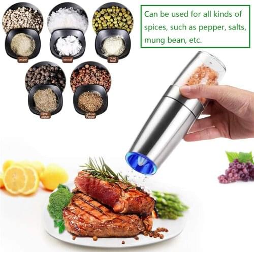 Electric Pepper Grinder Stainless Steel Automatic Gravity Herb Spice Mill Adjustable Coarseness Salt Grinder Kitchen Gadget Tool