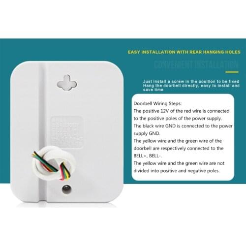 12V Wired Access Electronic Doorbell Without Battery Access Control Supporting