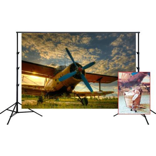 HUAYI Photography Backdrop Newborns Child Baby Birthday Photobooth Background Aircraft Plane Photo Backdrop Props XT-4747