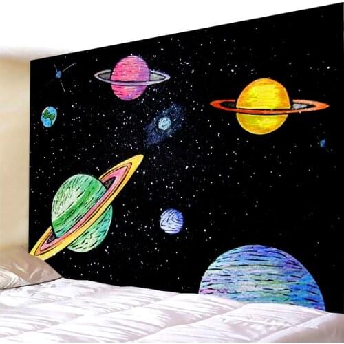 Tapestry Psychedelic Mars planet Black Pattern Carpet Hippie Home Decor Wall Blanket Galaxy Hanging Boho Wall Cloth Coupon