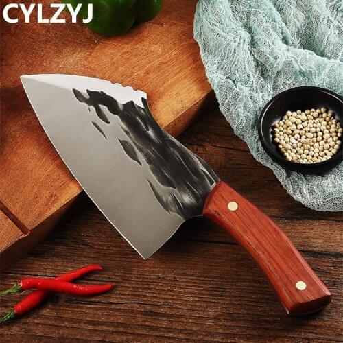 Forged Stainless Steel Knife Household Hammered Kitchen Knife Chinese Kitchen Chopping Knife Fishing Meat Slicing Pocket Knife