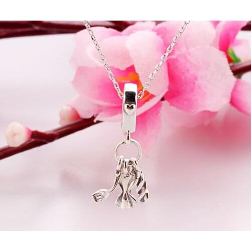DoDoFly S925 Sterling Silver Knife And Fork Love Pasta Pendant Pastaist Pendant Fit Original Charms Necklace