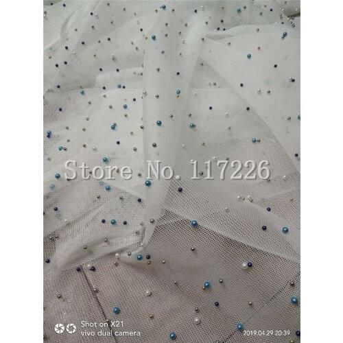 Best looking embroidery African tulle lace with different color beads for party dress JRB-5.1101 French net lace fabric