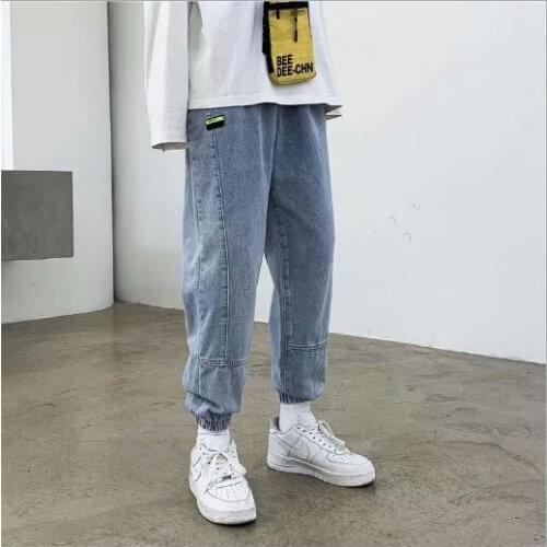 Hip Hop Cargo Baggy Jeans 2021 мужские брюкиDrawstring Waist Jeans Cargo Pants Elastic Harun pants Joggers Pants In Men Cloth