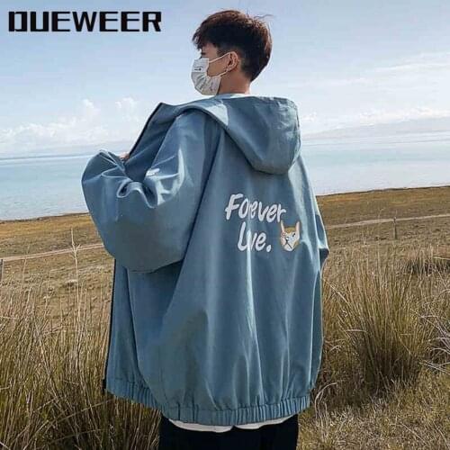 DUEWEER Men Jackets Couple Spring And Autumn Ins Hong Kong Style Trendy Handsome Loose Student Korean Style Hooded Cute Jacket