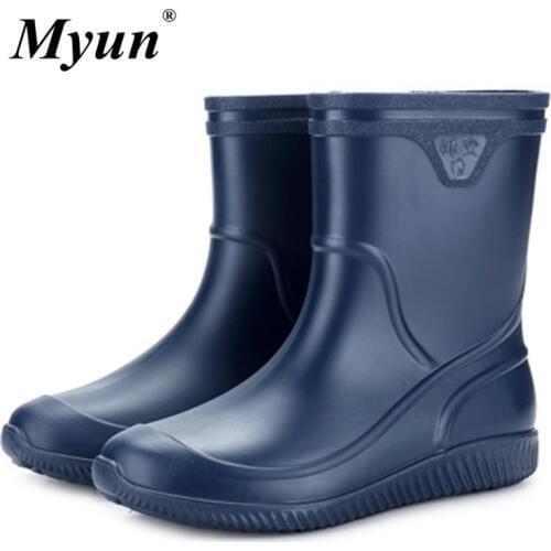 Hot Shoes Men Boots Fashion Rainboots Slip Water Shoes Short Rubber Rain Boots Men Bot Garden fishing Boots Waterproof For Men