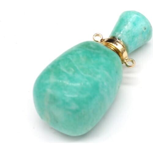 Natural Stone Perfume Bottle Pendant Exquisite Section Amazonite For Jewelry Making Charms DIY Necklace Accessory