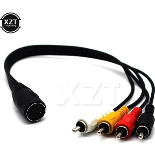 Newest 5 Pin Female Din Plug to 4 x RCA Phono Male Plugs Audio Cable Connector of 0.3M