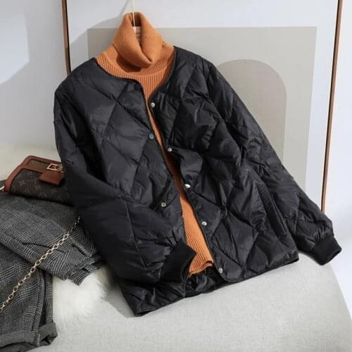 New Spring Autumn White Duck Down Coat Women Casual Ultra Light Collarless Down Jacket Short Coat Portable Parka Plus Size
