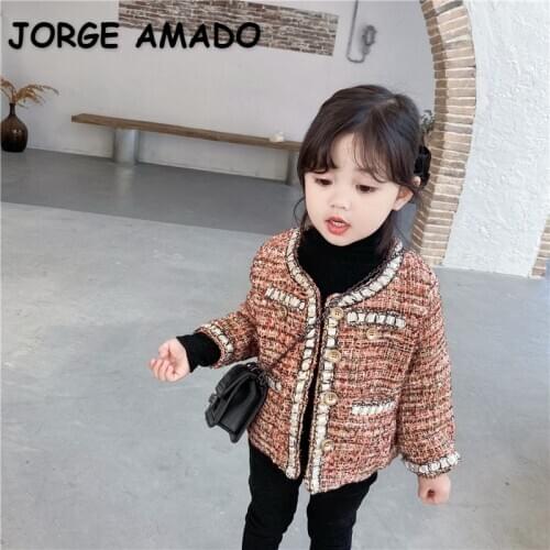 2021 New Spring Korean Style Kids Girls Coat Lady Style Outwear Children Fashion Clothes E5042