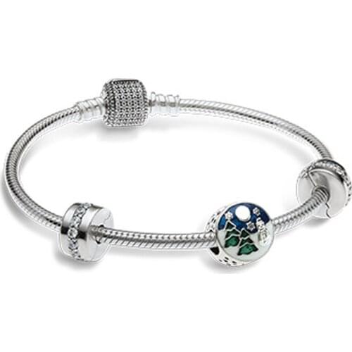 NEW Newest Authentic 925 Sterling Silver Bead Charm Holiday Christmas Tree Charms Fit Bracelets SET Women Gift DIY Jewelry