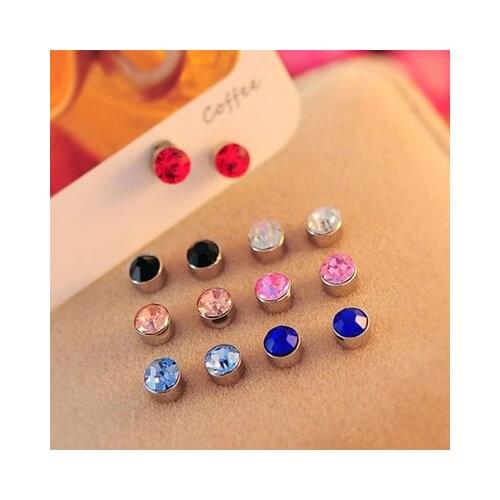 New fashion Zircon rhinestone magnet without pierced earrings For Women girl Accessories jewelry wholesale