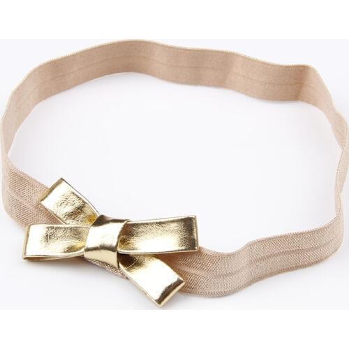 Baby Girls Gold&Silver PU Bow Headband Kids Leather Bowknot Hairband Headwear Newborn Hair Band Accessories