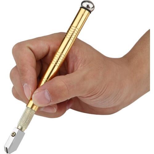 Professional Metal Handle Steel Glass Rhinestone Self-lubricating Oil Feed Tipped Glass Cutter Cutting Craft Glazing Tool