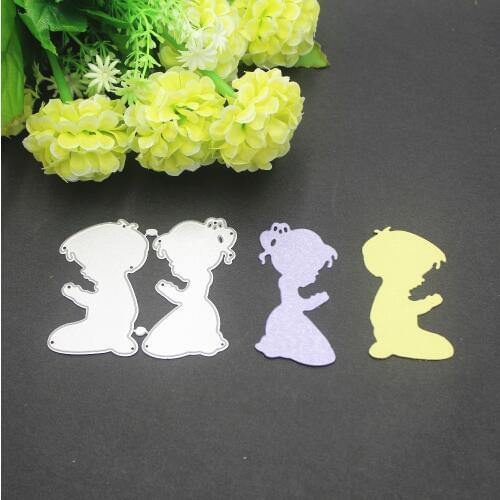Religion Prayers Boy Girl Frame Metal Cutting Dies Stencil for DIY Scrapbooking Album Paper Card Decor Craft dies Embossing Dies