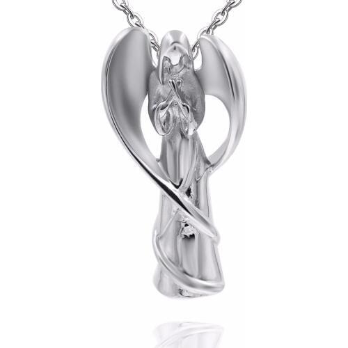 Unisex Religious Jesus Angel Lady Stainless Steel Cremation Pendant Necklace Ashes Keepsake Holder Memorial Urn Jewelry