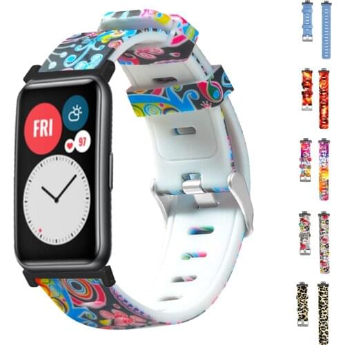 Watch Band For Huawei Watch Fit Wrist Strap Replacement Bracelet Silicone Printed Watchband For Huawei Fit Smart Accessories