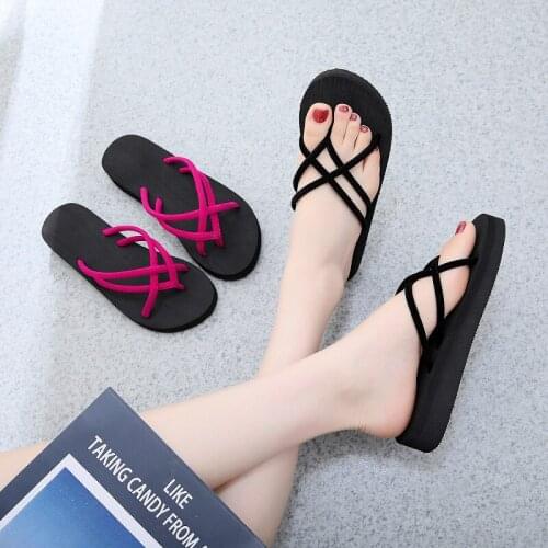 JALANJALKI Fashion Women Slippers Summer Outdoor Light Weight Cool Shoes Ladies Flat Flip-flop Black Non-slip Basic Home Sandals