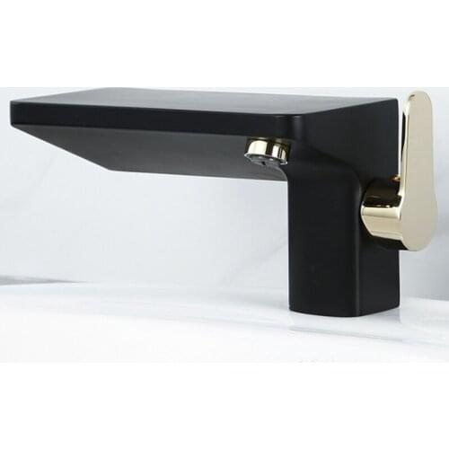 Basin Faucets Bathroom Sink Faucets Cold and Hot Black Carbon Fiber Porcelain Save Space Bathroom Faucet Single Handle Bath Tap