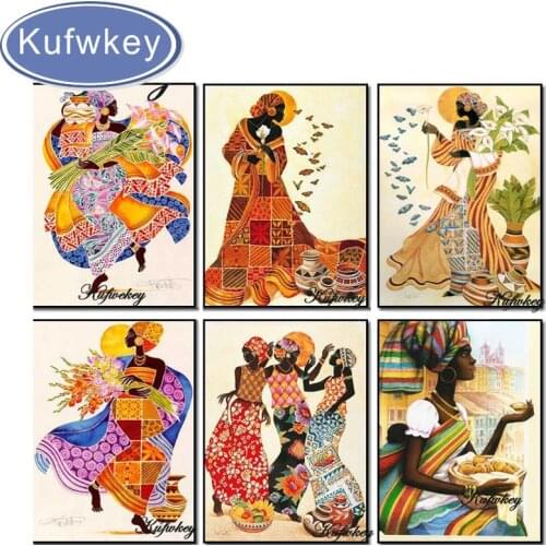 African women mosaic diamond painting cross stitch diamond embroidery people diy full square rhinestone painting home decoration