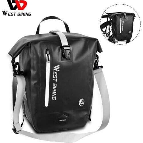 WEST BIKING Full Waterproof Bike Bag 25L Large Capacity Cycling MTB Bike Rear Seat Travel Bags Multifunction Bicycle Trunk Bag