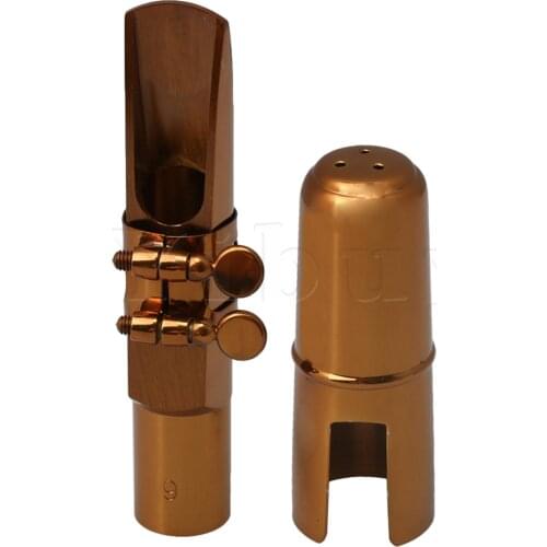 Yibuy Rose Gold B Flat Tenor Saxophone Sax Mouthpiece with Ligature Cap 9