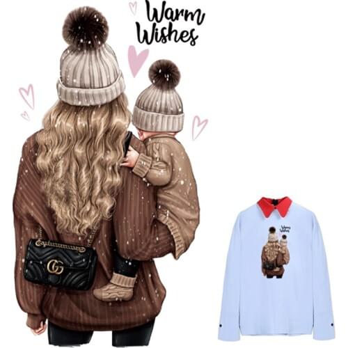 Woman Baby Wishes Thermal Stickers Heat Press Hoodie Tops Diy Hot Tear Transfer Paper Ironing Stickers