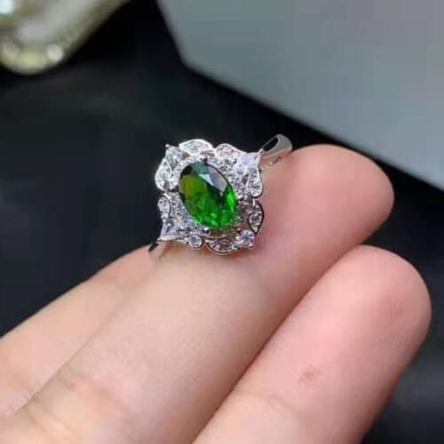 Natural Boutique Diopside S925 Sterling Silver Ring Fashion Accessories Wedding Jewelry for Women Free Shipping MeiBaPJFS