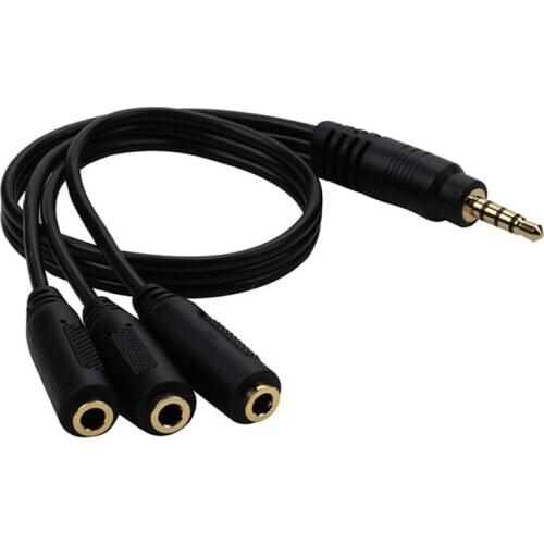 0.3M 3.5mm Male Plug to 1/8" 3.5mm 3 Output Stereo Female Audio Splitter Cable