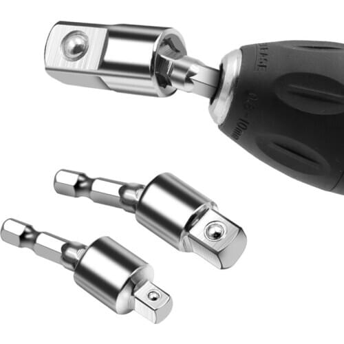 1pcElectric Drill Socket Adapter for Impact Driver with Hex Shank to Square Socket Drill Bits Rotatable Extension 1/4" 3/8" 1/2"